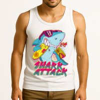 Funny Retro 80s Shark Attack Tank Top
