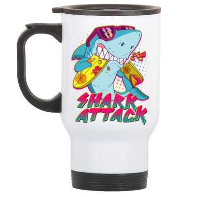 Funny Retro 80s Shark Attack Stainless Steel Travel Mug