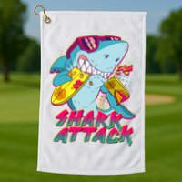 Funny Retro 80s Shark Attack Golf Towel