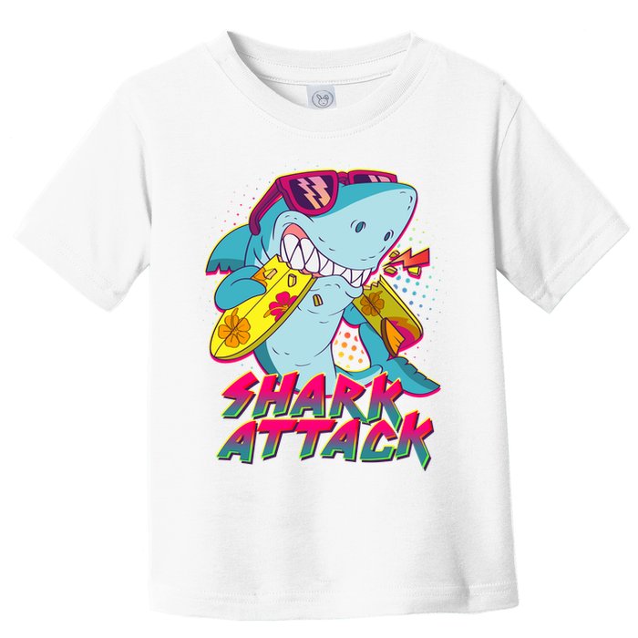 Funny Retro 80s Shark Attack Toddler T-Shirt
