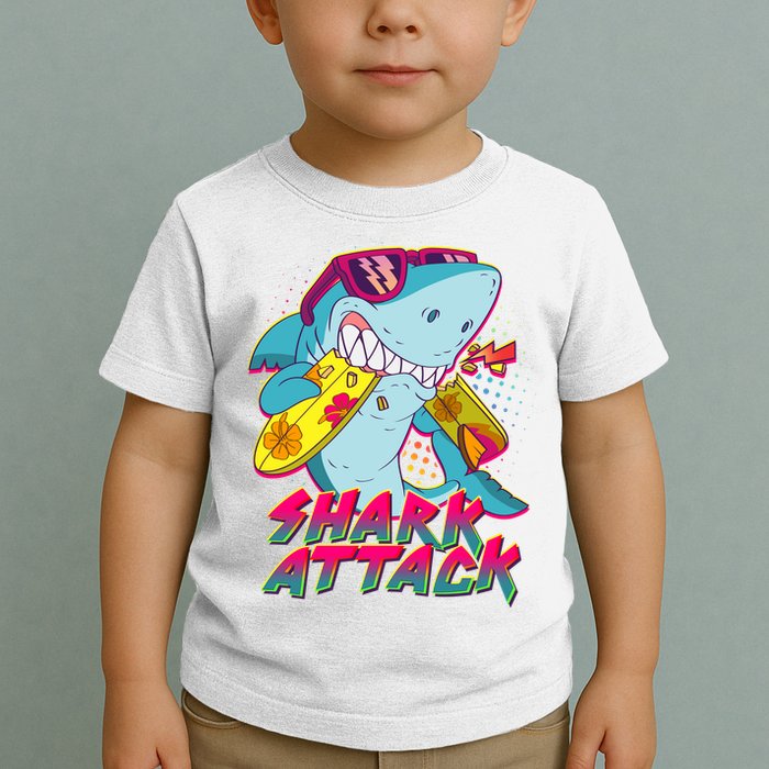 Funny Retro 80s Shark Attack Toddler T-Shirt