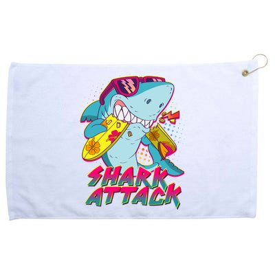 Funny Retro 80s Shark Attack Grommeted Golf Towel