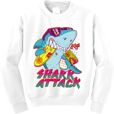 Funny Retro 80s Shark Attack Kids Sweatshirt