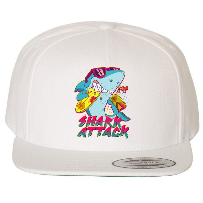Funny Retro 80s Shark Attack Wool Snapback Cap