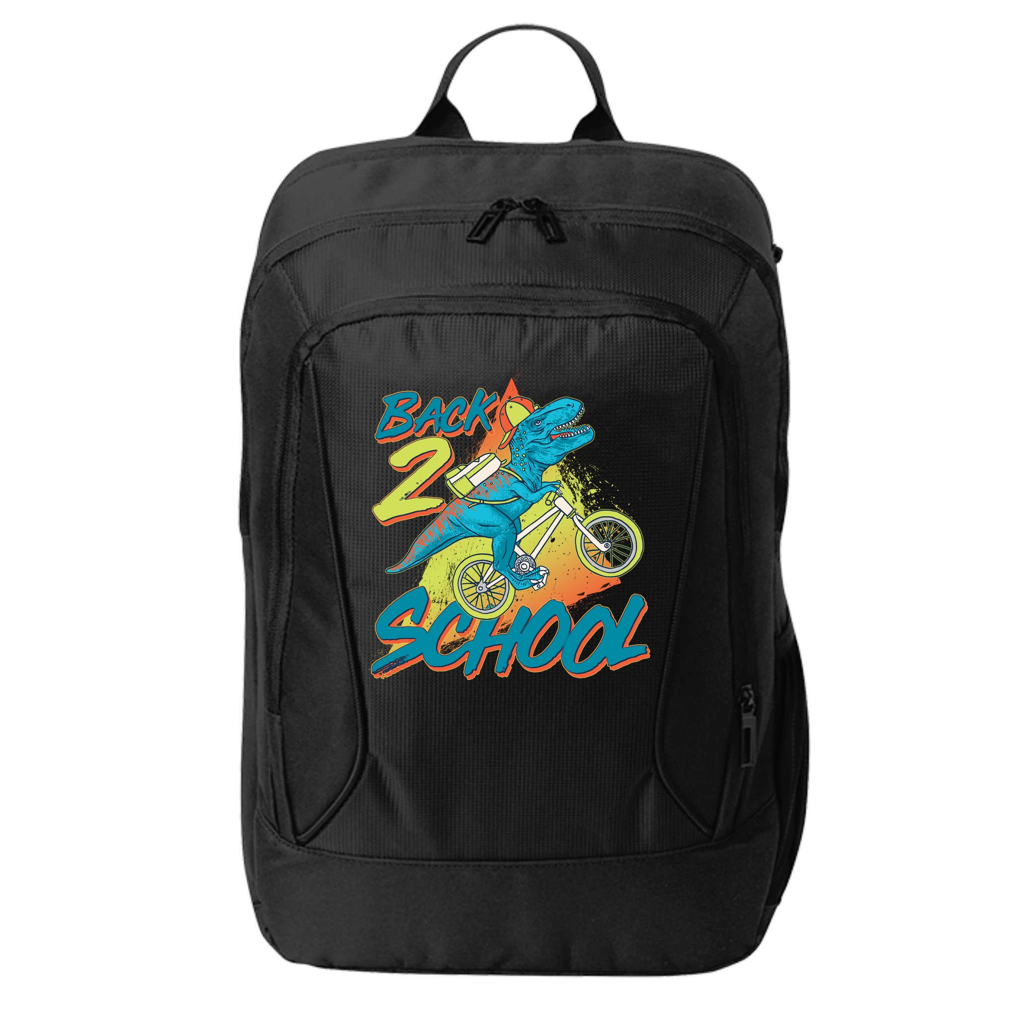Funny Retro 80's 90's Back To 2 School TRex Dinosaur Bike City Backpack