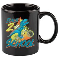 Funny Retro 80's 90's Back To 2 School TRex Dinosaur Bike 11oz C Handle Ceramic Mug