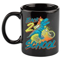 Funny Retro 80's 90's Back To 2 School TRex Dinosaur Bike 11oz C Handle Ceramic Mug