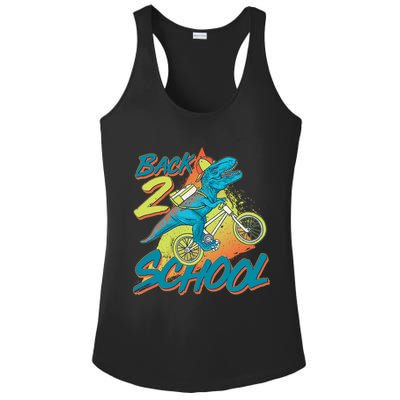 Funny Retro 80's 90's Back To 2 School TRex Dinosaur Bike Ladies PosiCharge Competitor Racerback Tank