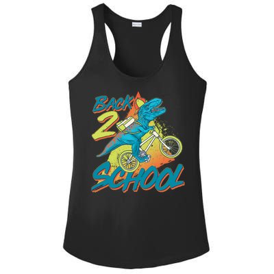 Funny Retro 80's 90's Back To 2 School TRex Dinosaur Bike Ladies PosiCharge Competitor Racerback Tank