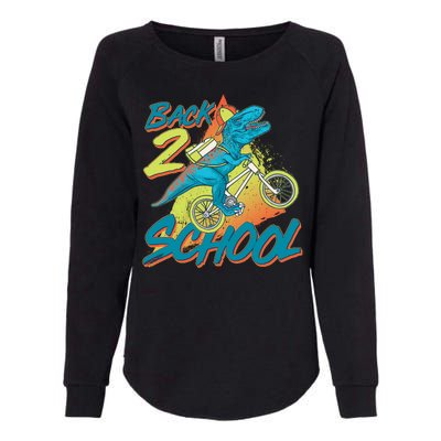 Funny Retro 80's 90's Back To 2 School TRex Dinosaur Bike Womens California Wash Sweatshirt