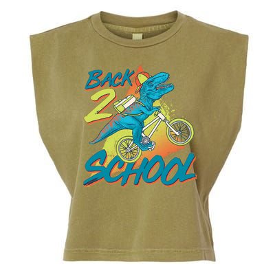 Funny Retro 80's 90's Back To 2 School TRex Dinosaur Bike Garment-Dyed Women's Muscle Tee