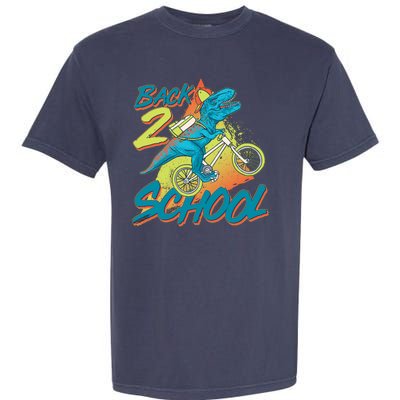 Funny Retro 80's 90's Back To 2 School TRex Dinosaur Bike Garment-Dyed Heavyweight T-Shirt