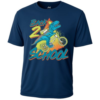 Funny Retro 80's 90's Back To 2 School TRex Dinosaur Bike Performance Shirt
