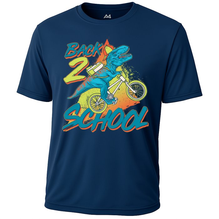 Funny Retro 80's 90's Back To 2 School TRex Dinosaur Bike Cooling Performance Crew T-Shirt