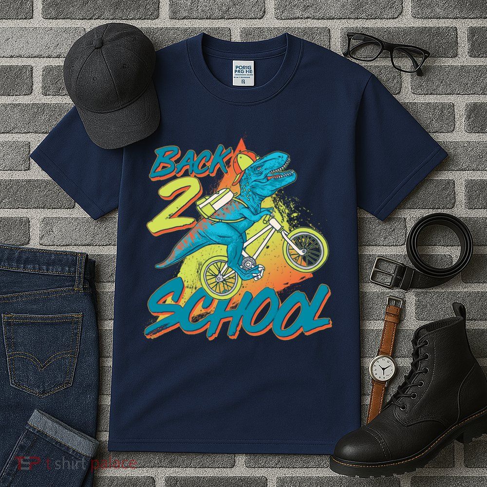 Funny Retro 80's 90's Back To 2 School TRex Dinosaur Bike Tall T-Shirt