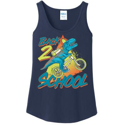 Funny Retro 80's 90's Back To 2 School TRex Dinosaur Bike Ladies Essential Tank