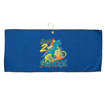 Funny Retro 80's 90's Back To 2 School TRex Dinosaur Bike Large Microfiber Waffle Golf Towel