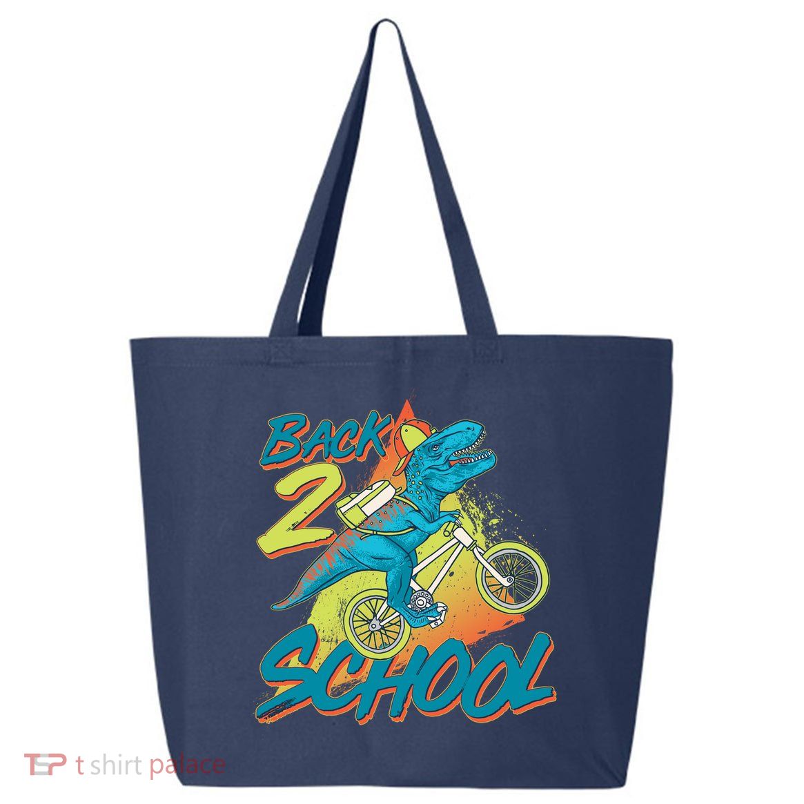 Funny Retro 80's 90's Back To 2 School TRex Dinosaur Bike 25L Jumbo Tote