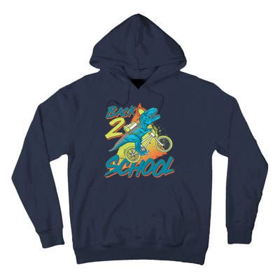 Funny Retro 80's 90's Back To 2 School TRex Dinosaur Bike Tall Hoodie