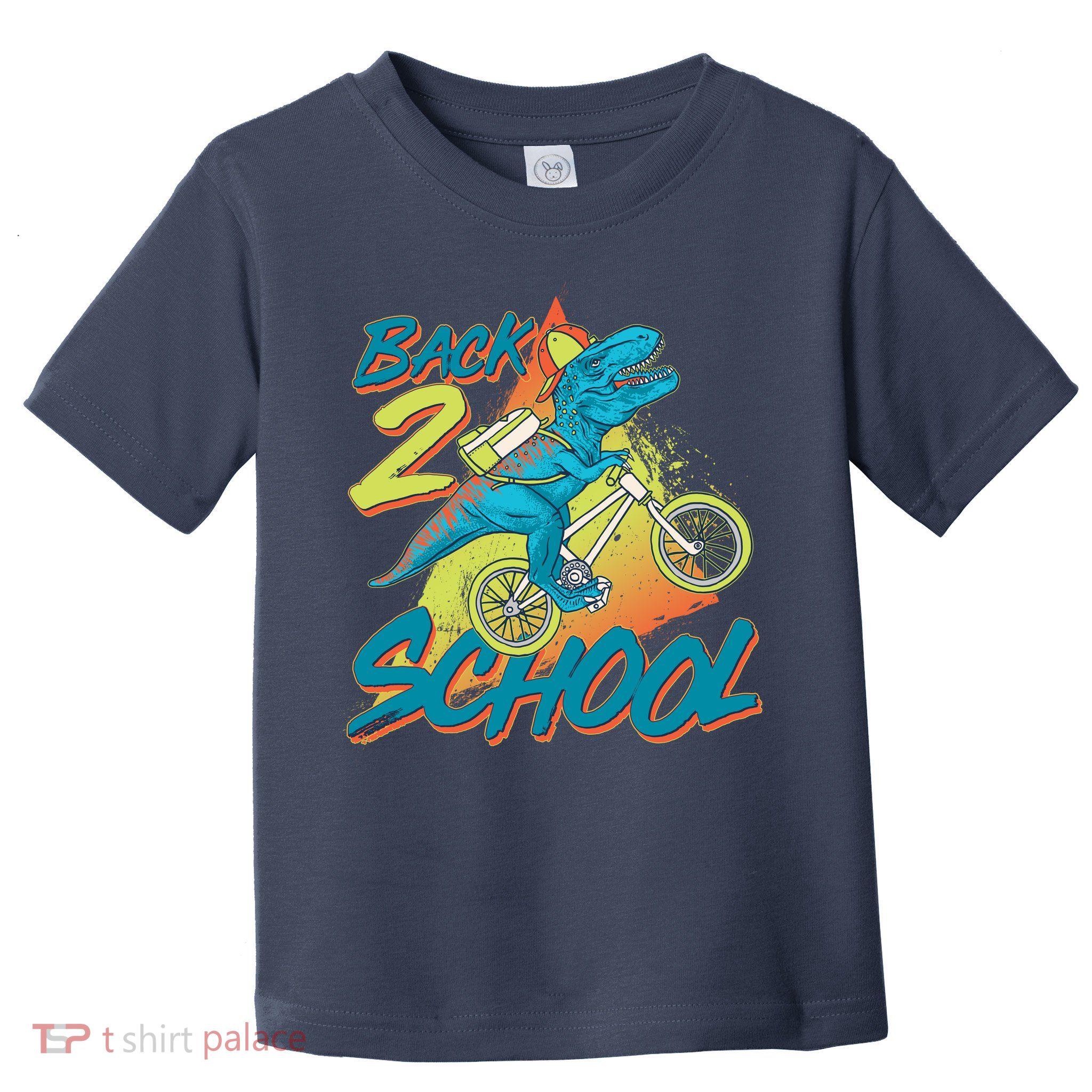 Funny Retro 80's 90's Back To 2 School TRex Dinosaur Bike Toddler T-Shirt