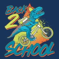Funny Retro 80's 90's Back To 2 School TRex Dinosaur Bike Womens T-Shirt
