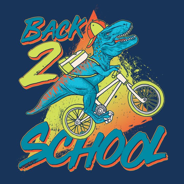 Funny Retro 80's 90's Back To 2 School TRex Dinosaur Bike Womens T-Shirt