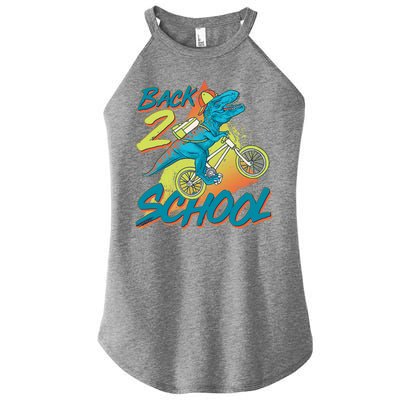 Funny Retro 80's 90's Back To 2 School TRex Dinosaur Bike Women's Perfect Tri Rocker Tank