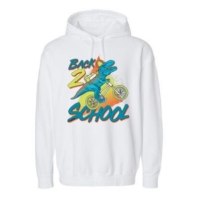 Funny Retro 80's 90's Back To 2 School TRex Dinosaur Bike Garment-Dyed Fleece Hoodie