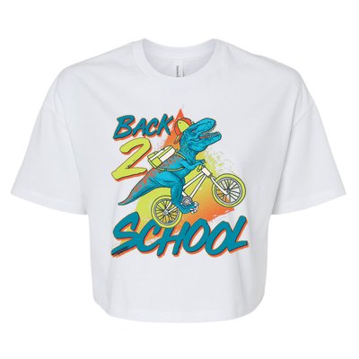 Funny Retro 80's 90's Back To 2 School TRex Dinosaur Bike Bella+Canvas Jersey Crop Tee