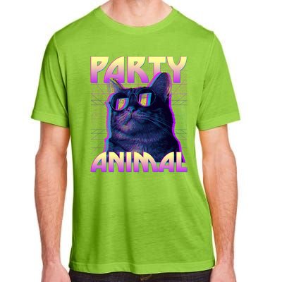 Funny Retro 80s Eighties Party Animal Cat Adult ChromaSoft Performance T-Shirt