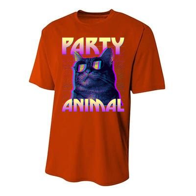 Funny Retro 80s Eighties Party Animal Cat Performance Sprint T-Shirt