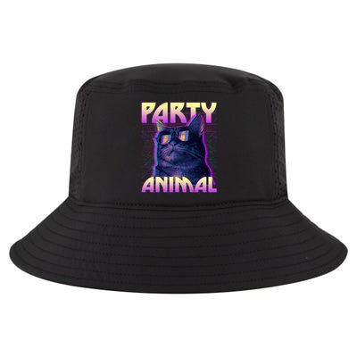 Funny Retro 80s Eighties Party Animal Cat Cool Comfort Performance Bucket Hat