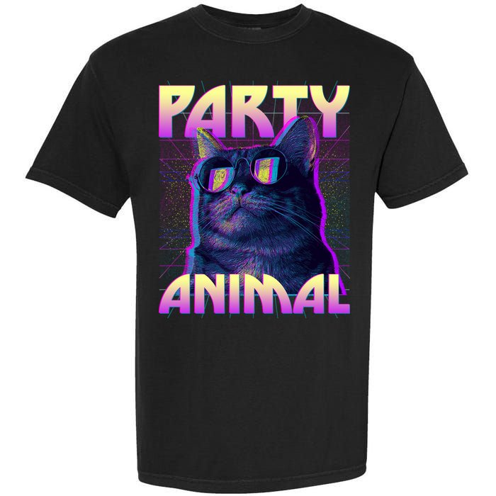 Funny Retro 80s Eighties Party Animal Cat Garment-Dyed Heavyweight T-Shirt