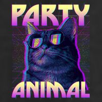 Funny Retro 80s Eighties Party Animal Cat Garment-Dyed Heavyweight T-Shirt
