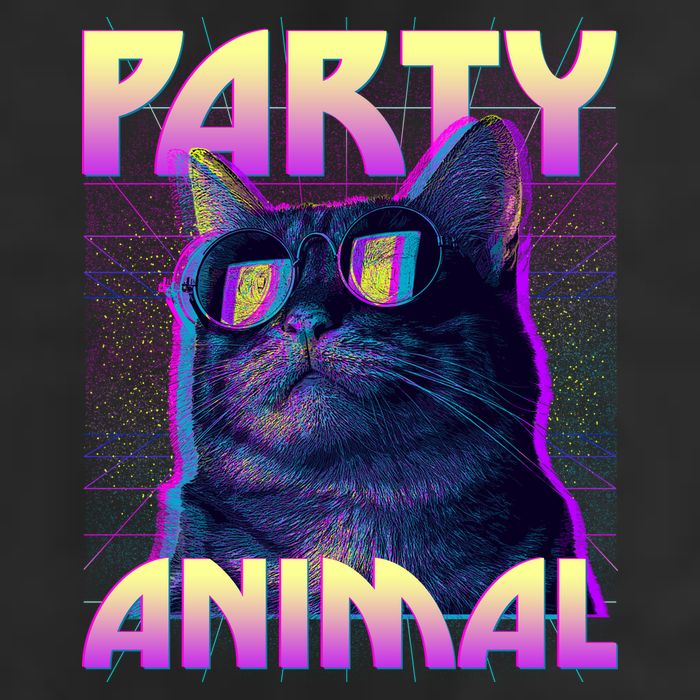 Funny Retro 80s Eighties Party Animal Cat Garment-Dyed Heavyweight T-Shirt