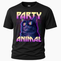 Funny Retro 80s Eighties Party Animal Cat Cooling Performance Crew T-Shirt