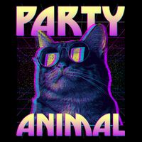 Funny Retro 80s Eighties Party Animal Cat Cooling Performance Crew T-Shirt