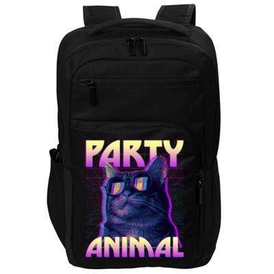 Funny Retro 80s Eighties Party Animal Cat Impact Tech Backpack