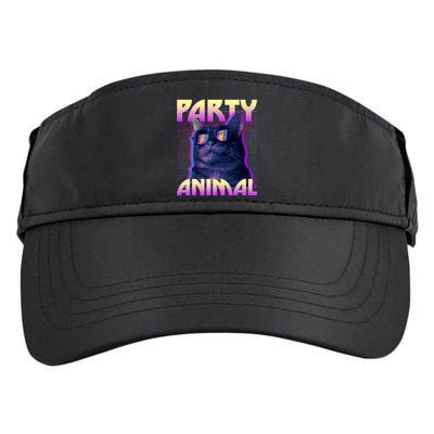 Funny Retro 80s Eighties Party Animal Cat Adult Drive Performance Visor