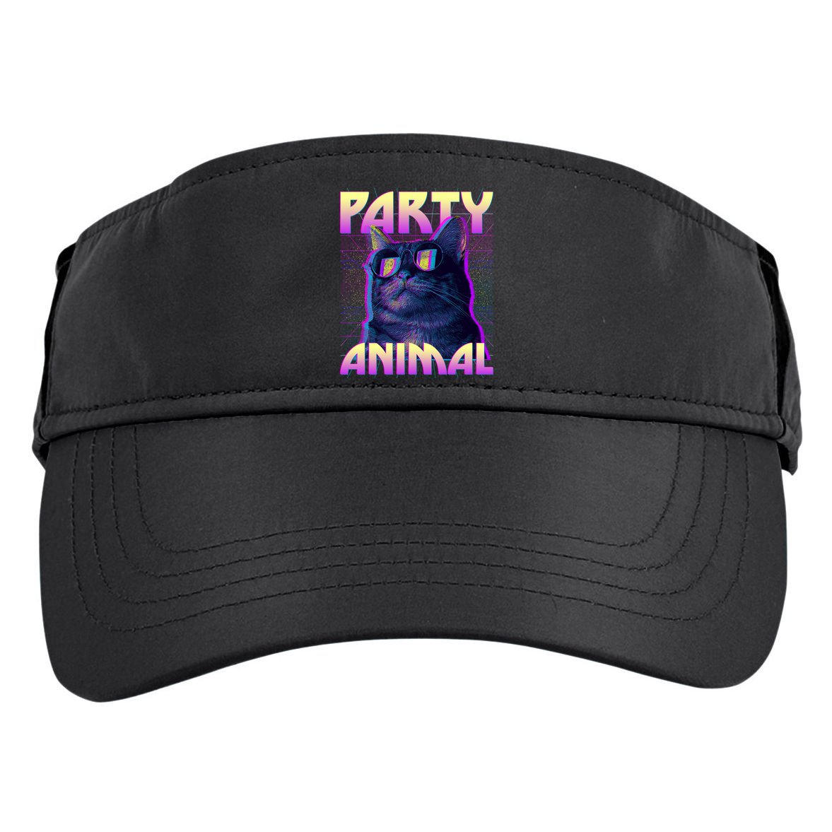 Funny Retro 80s Eighties Party Animal Cat Adult Drive Performance Visor
