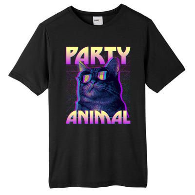 Funny Retro 80s Eighties Party Animal Cat Tall Fusion ChromaSoft Performance T-Shirt