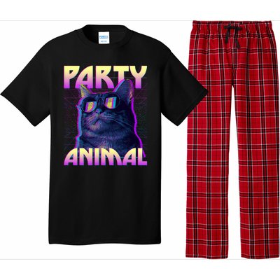 Funny Retro 80s Eighties Party Animal Cat Pajama Set