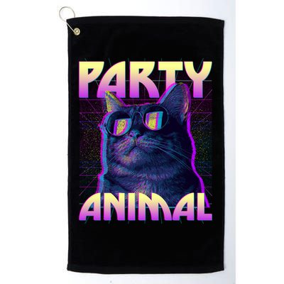 Funny Retro 80s Eighties Party Animal Cat Platinum Collection Golf Towel