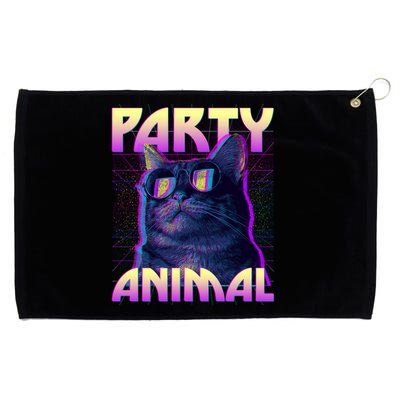 Funny Retro 80s Eighties Party Animal Cat Grommeted Golf Towel