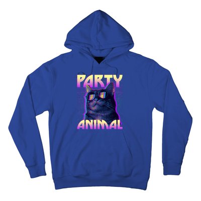 Funny Retro 80s Eighties Party Animal Cat Hoodie