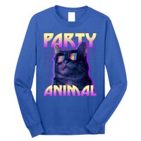 Funny Retro 80s Eighties Party Animal Cat Long Sleeve Shirt