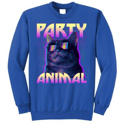 Funny Retro 80s Eighties Party Animal Cat Sweatshirt