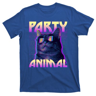 Funny Retro 80s Eighties Party Animal Cat T-Shirt