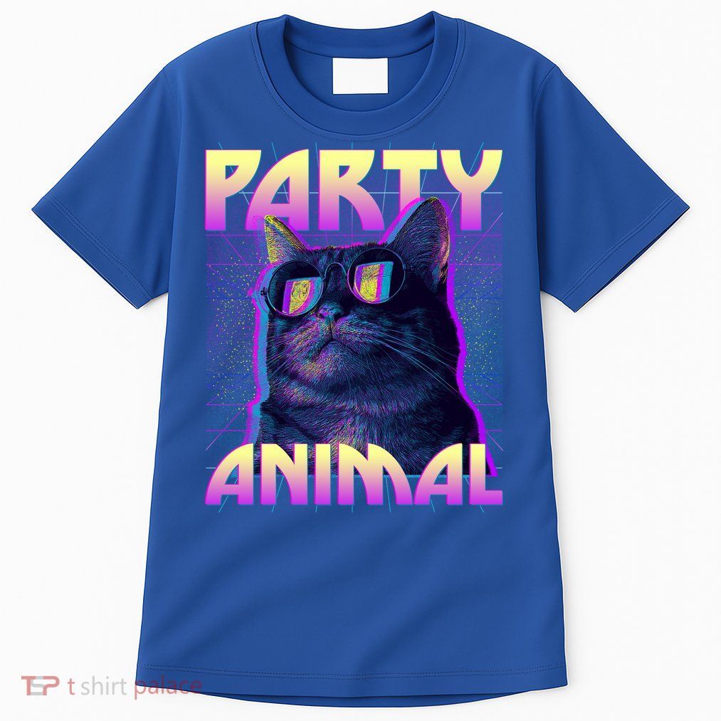 Funny Retro 80s Eighties Party Animal Cat Tall T-Shirt