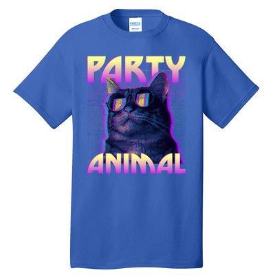 Funny Retro 80s Eighties Party Animal Cat Tall T-Shirt